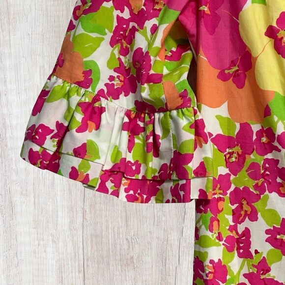 Lilly Pulitzer Womens Dress Size 6 Multicolor Floral Short Sleeve Ruffles - Picture 4 of 10